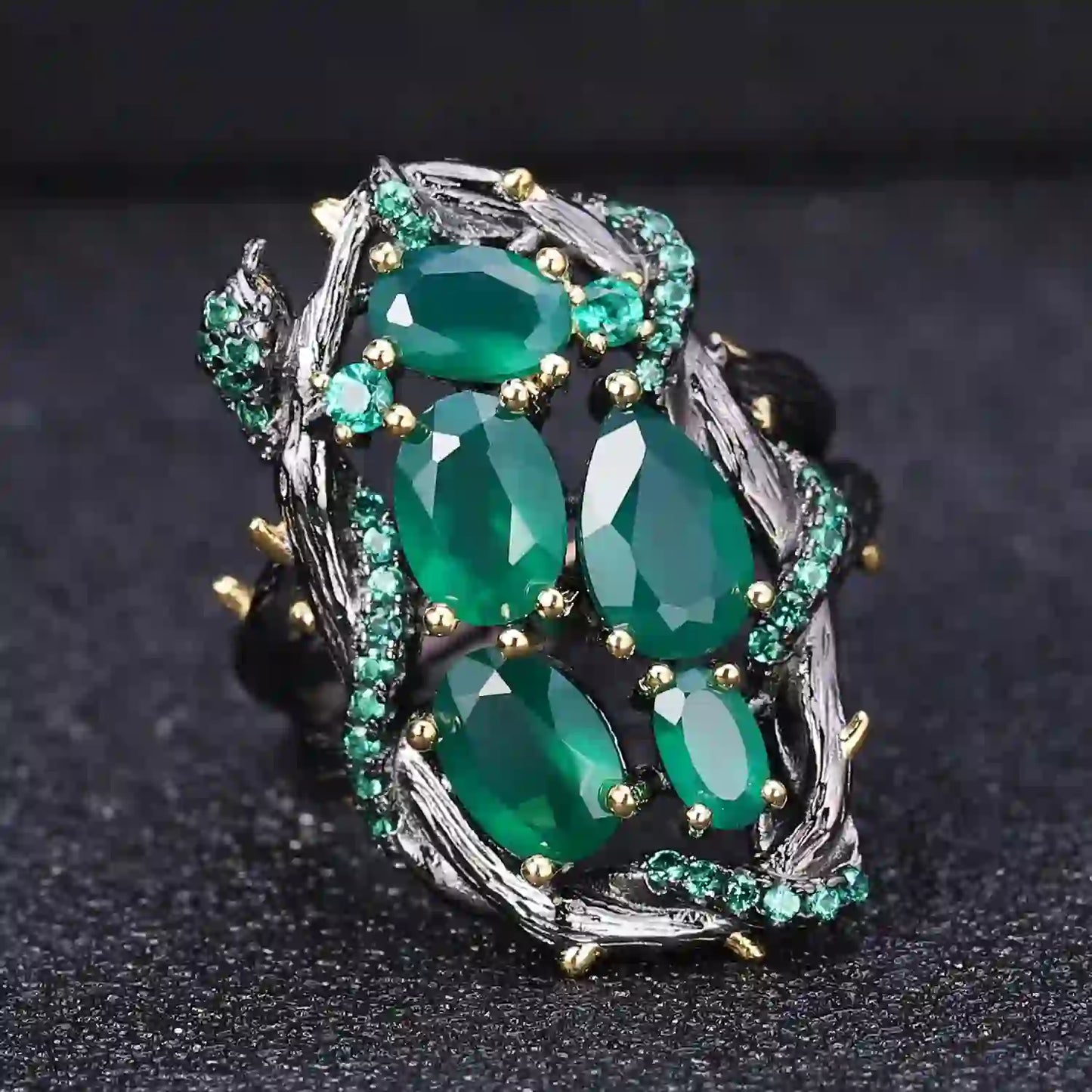 Natural Colored Gemstone Engagement Ring 925 Silver