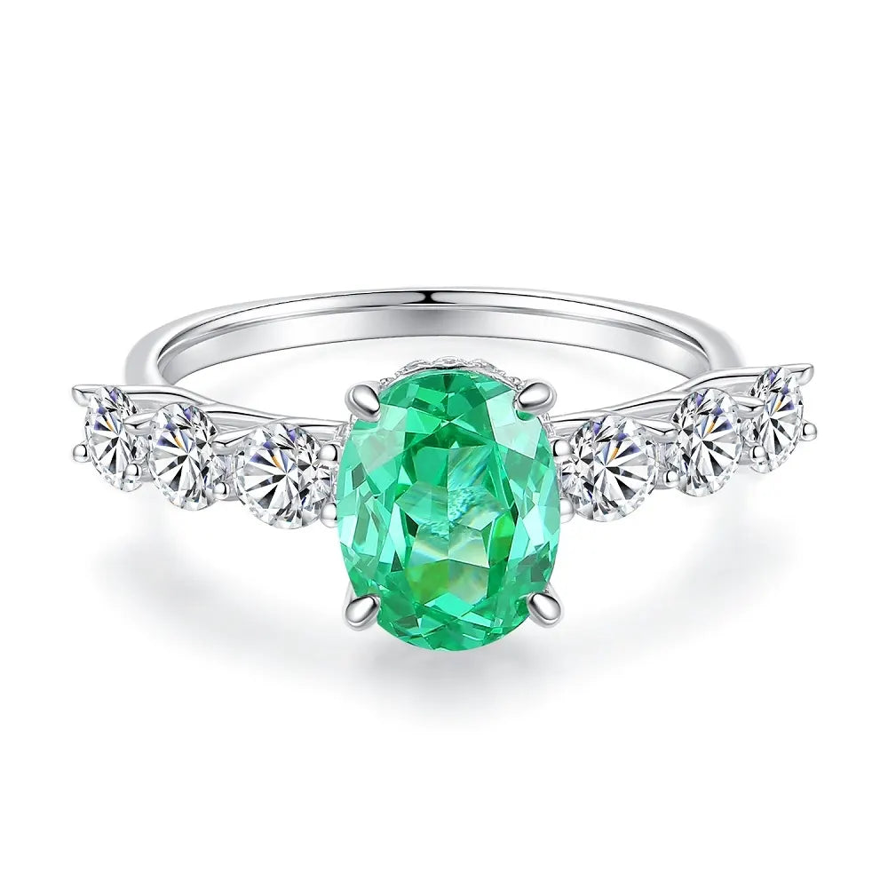 Oval Engagement Ring 3ct 7.4*9 925 Silver High Carbon Diamond