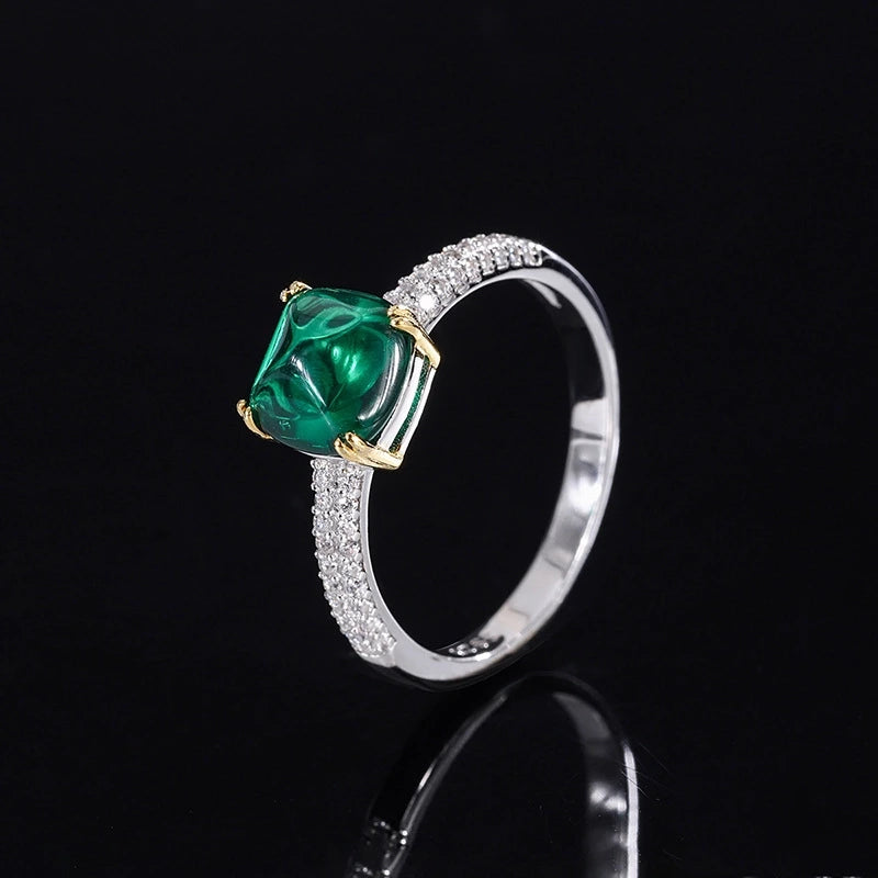 Sugar Tower Engagement Ring 8*8 925 Silver High Carbon Diamond