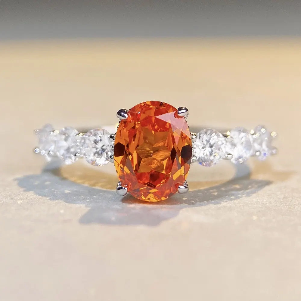 Oval Engagement Ring 3ct 7.4*9 925 Silver High Carbon Diamond