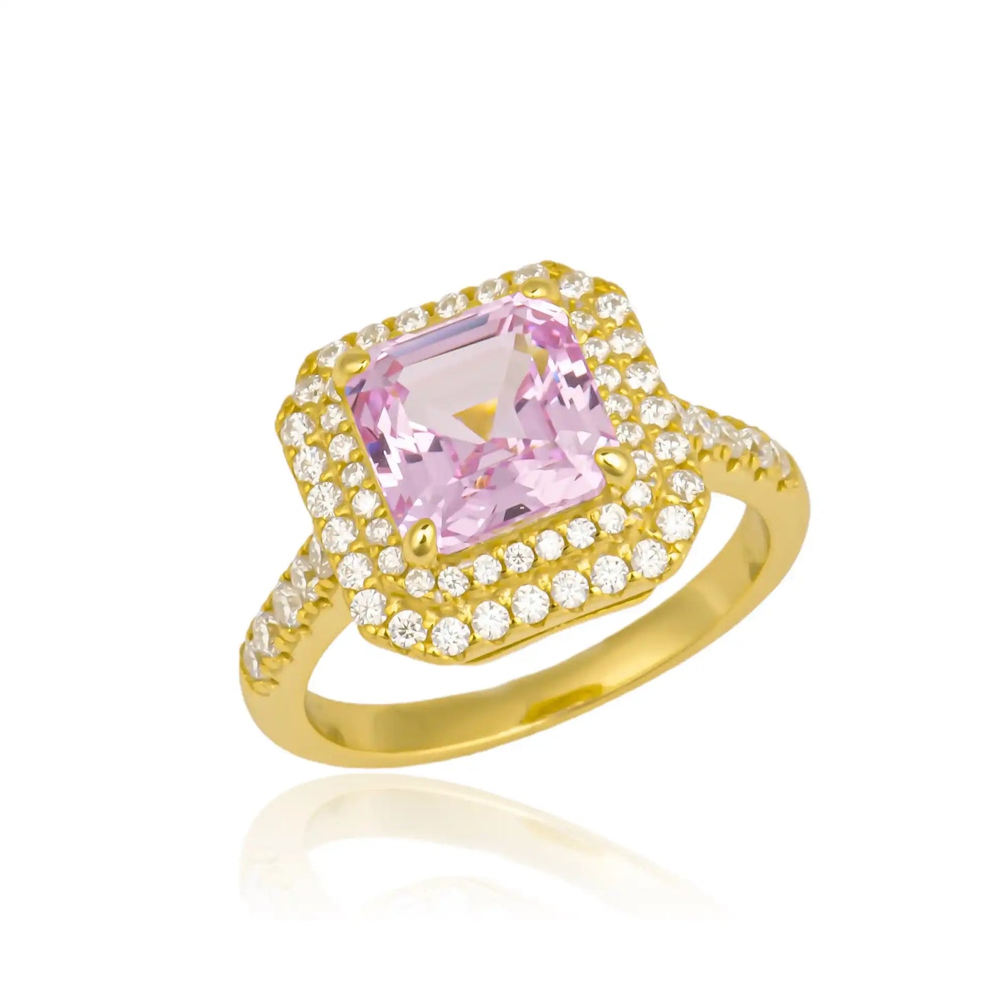 Asscher Engagement Ring 8*8 925 Silver Cultivated Gems