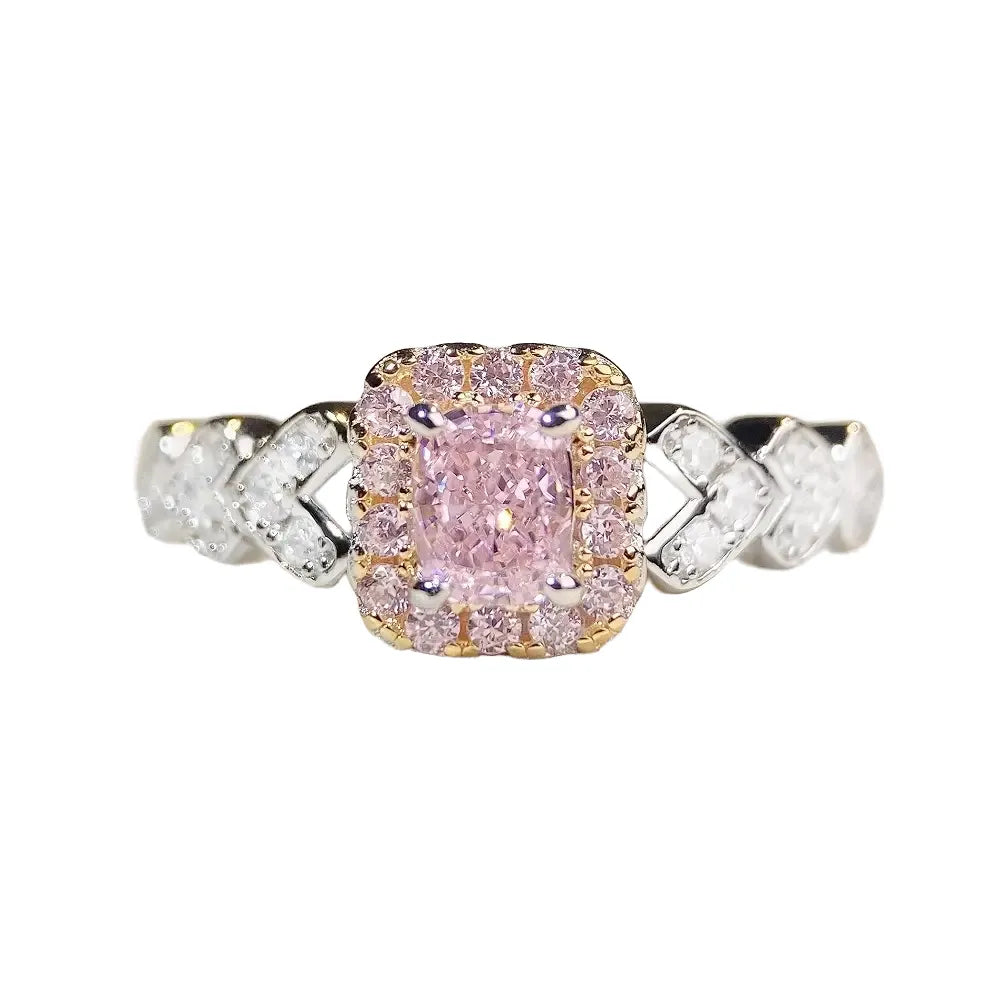 Cushion Engagement Ring 925 Silver High Carbon Diamond