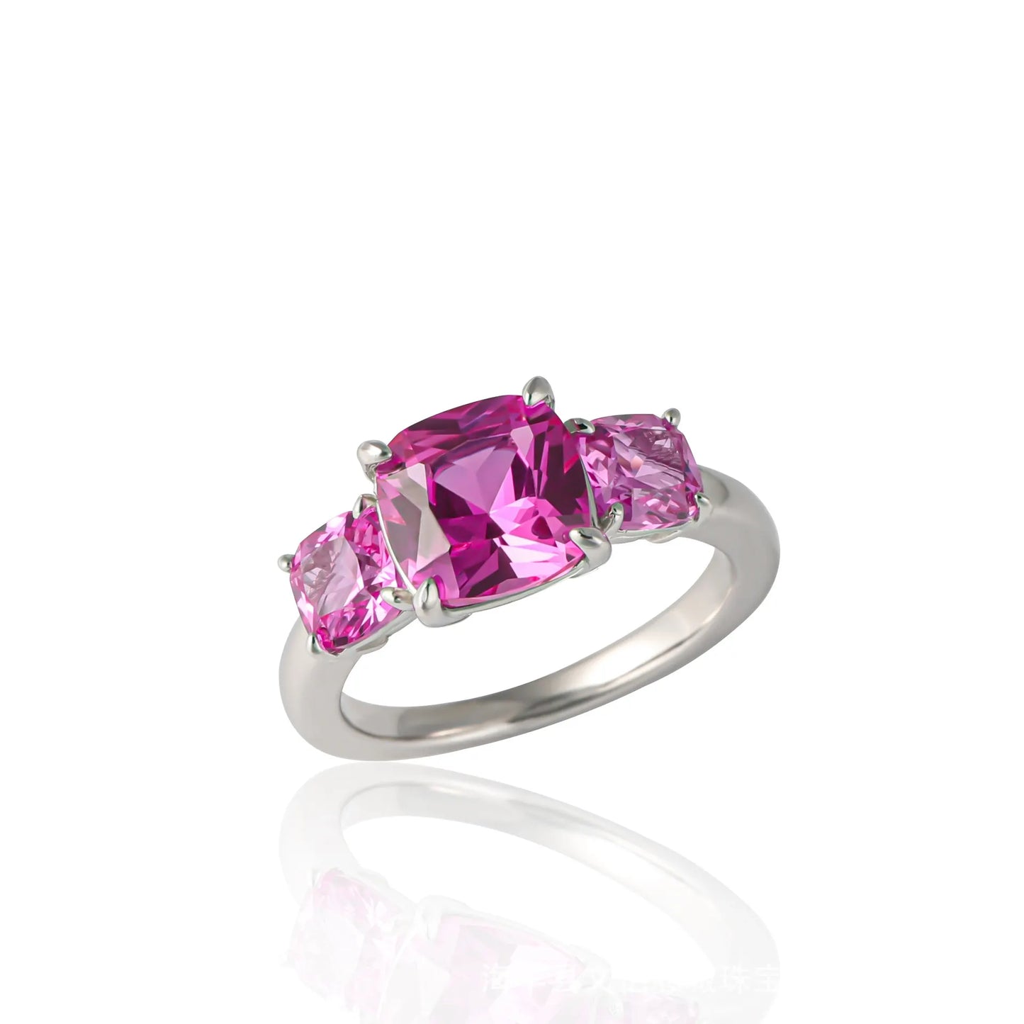 Cushion Engagement Ring 925 Silver Cultivated Gems