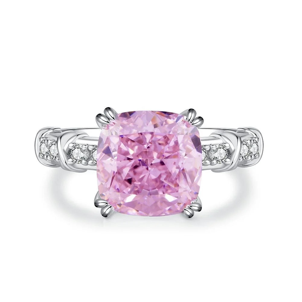 Cushion Engagement Ring 5ct 10*10 925 Silver High Carbon Diamond