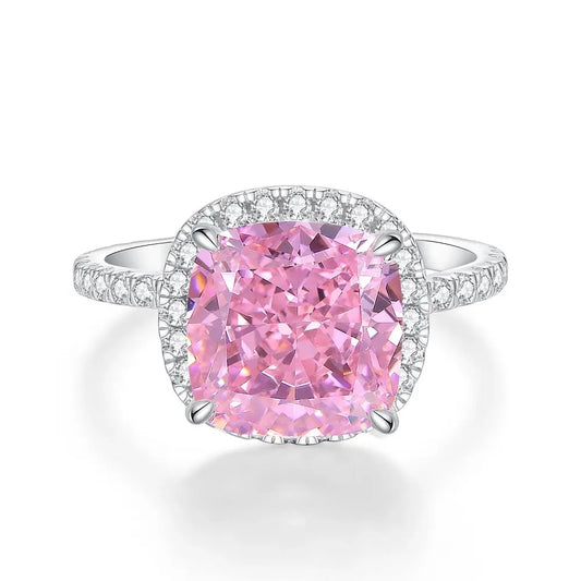 Cushion Engagement Ring 5ct 10*10 925 Silver High Carbon Diamond
