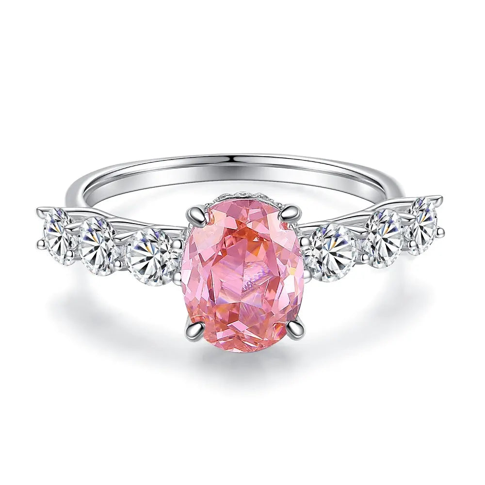 Oval Engagement Ring 3ct 7.4*9 925 Silver High Carbon Diamond