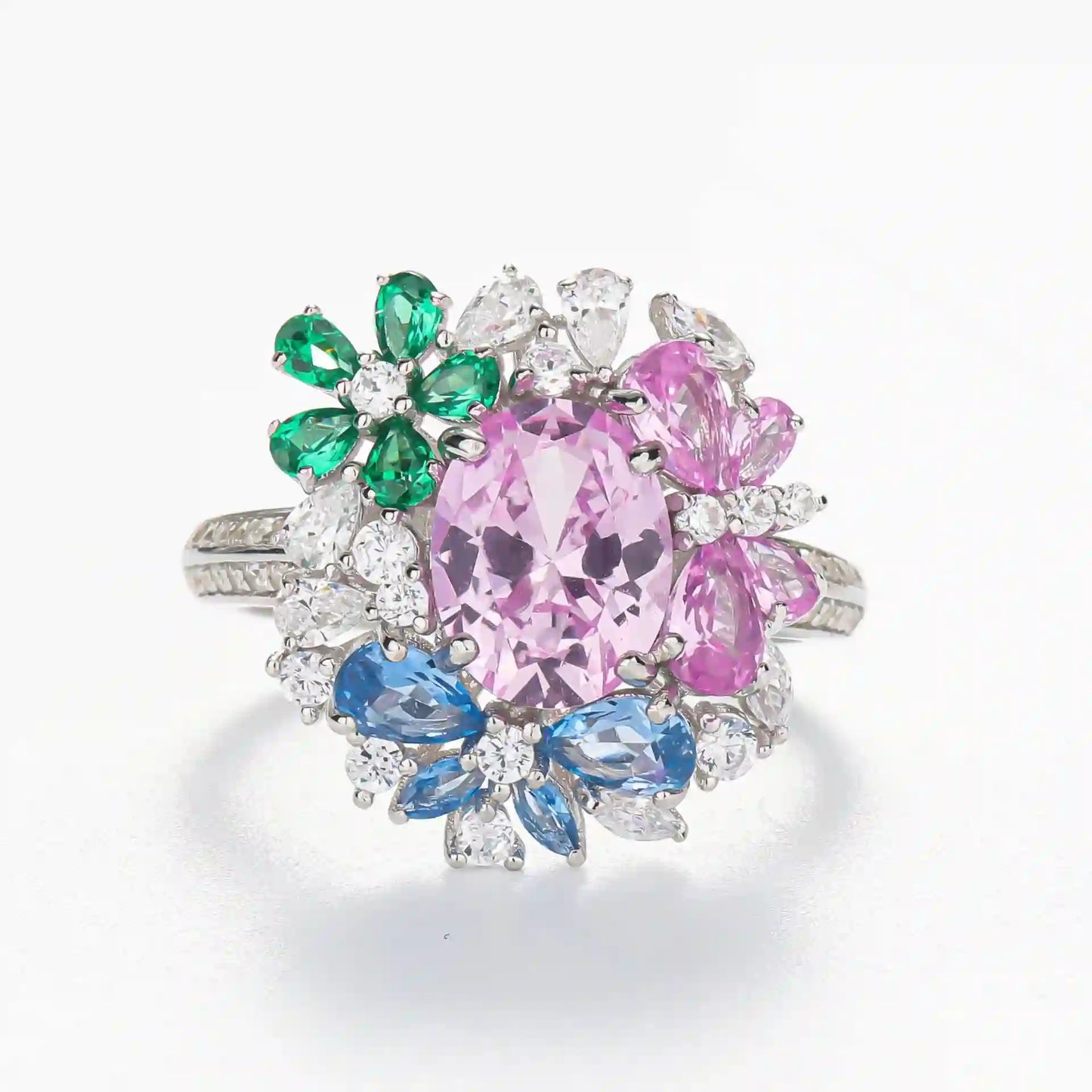 Oval Engagement Ring 7*9mm 925 Silver Cultivated Gems