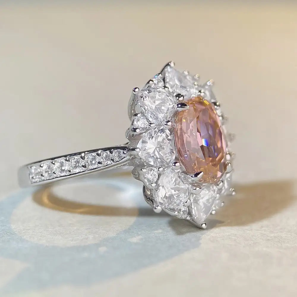 Oval Engagement Ring 3ct 7*9 925 Silver High Carbon Diamond
