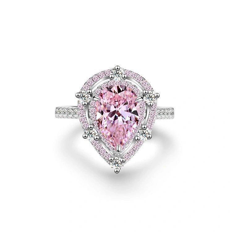 Pear Engagement Ring 3ct 925 Silver High Carbon Diamond