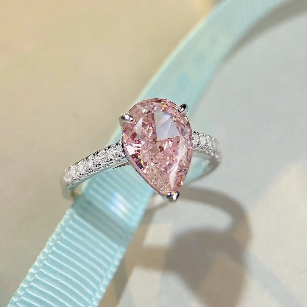 Pear Engagement Ring 7ct 8*12 925 Silver High Carbon Diamond