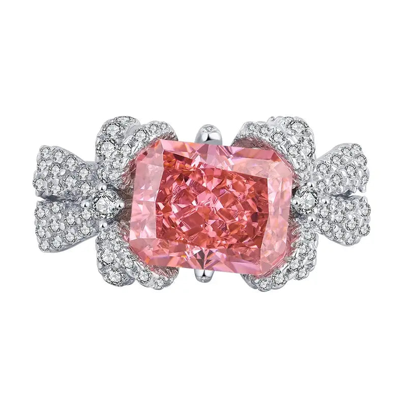 Radiant Engagement Ring 8*10 925 Silver High Carbon Diamond