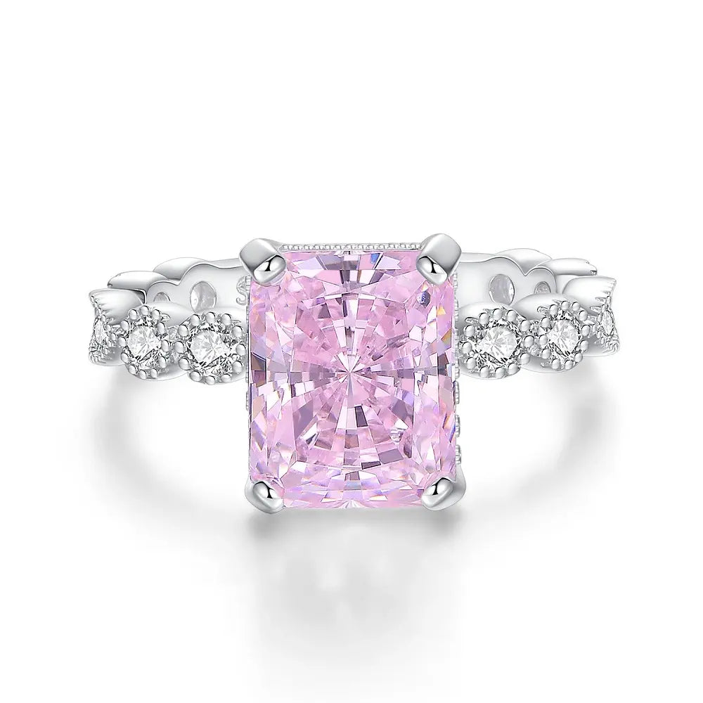 Radiant Engagement Ring 4ct 8.6*10.8 925 Silver High Carbon Diamond