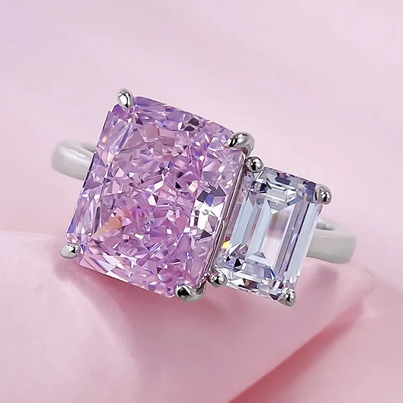 Radiant Engagement Ring 8*10 925 Silver High Carbon Diamond