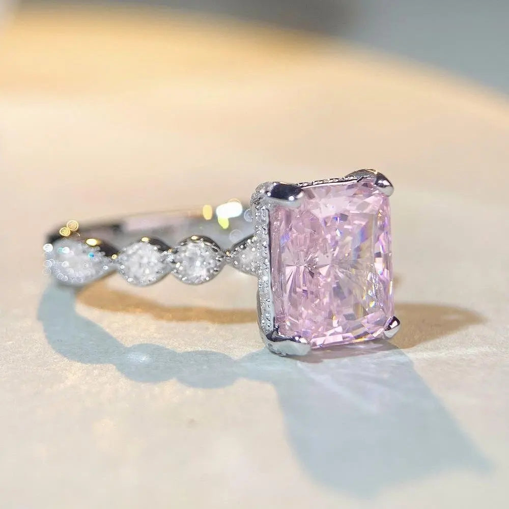 Radiant Engagement Ring 4ct 8.6*10.8 925 Silver High Carbon Diamond
