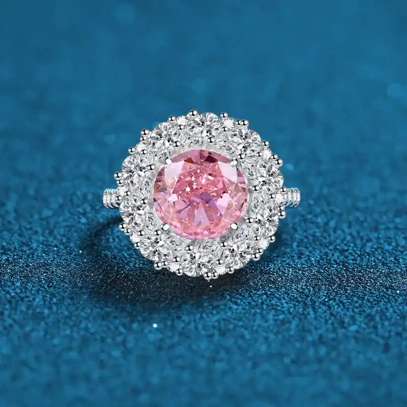 Round Engagement Ring 3ct 9mm 925 Silver High Carbon Diamond