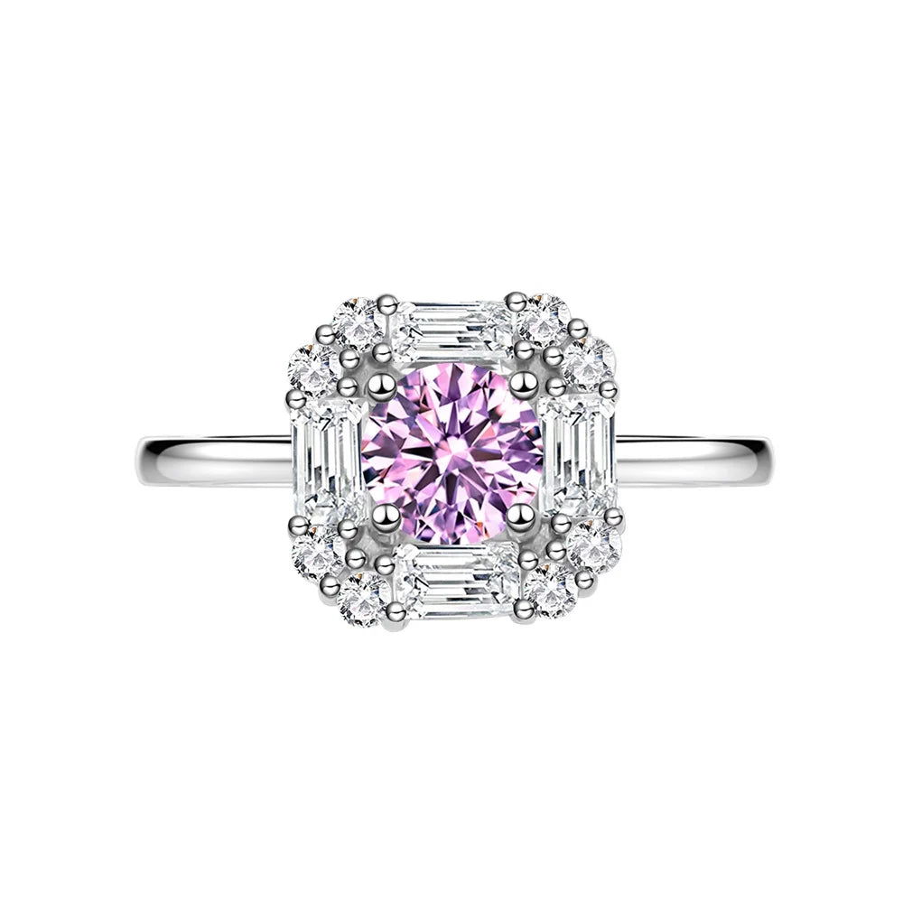 Round Engagement Ring 7mm 925 Silver 5A Zircon