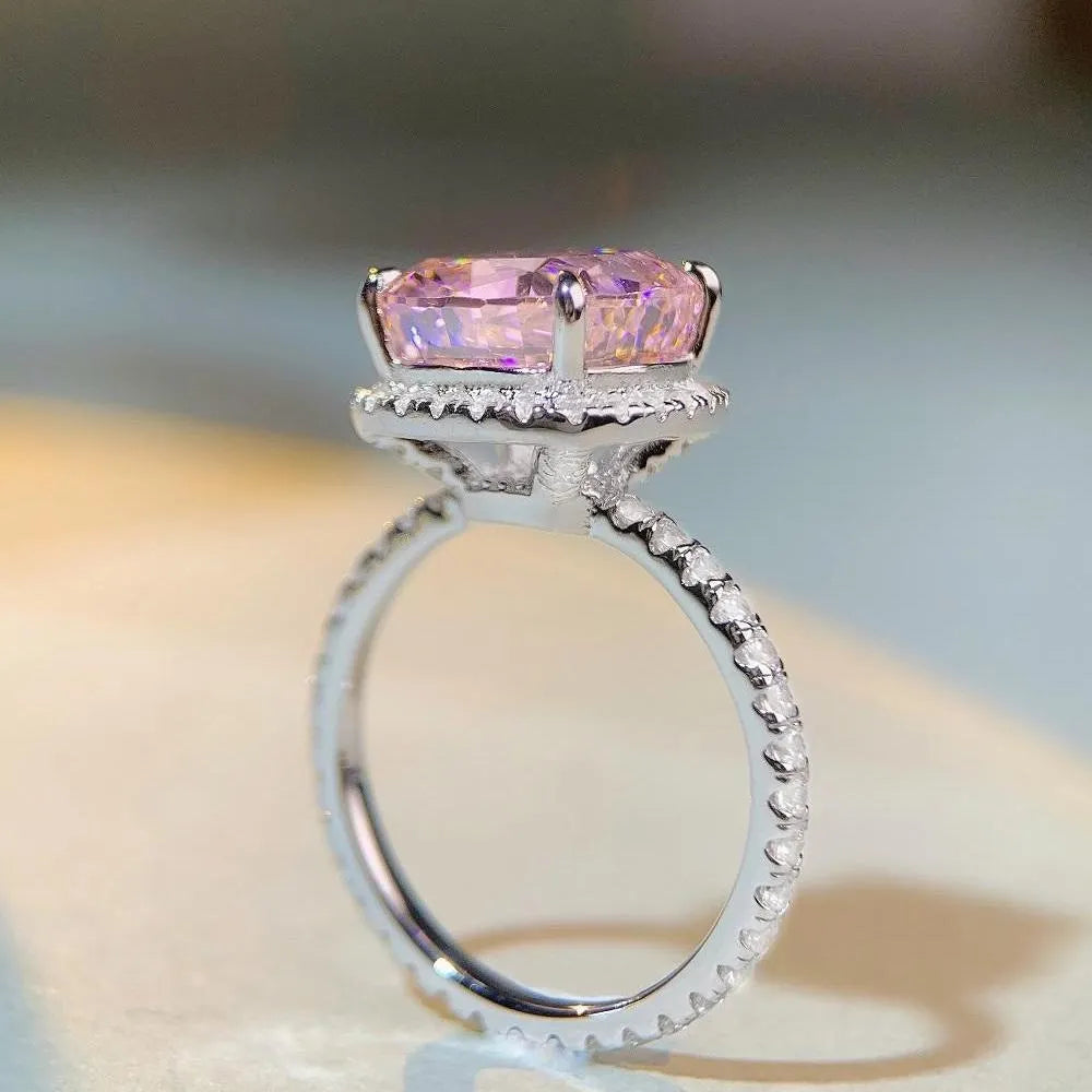 Cushion Engagement Ring 5ct 10*10 925 Silver High Carbon Diamond