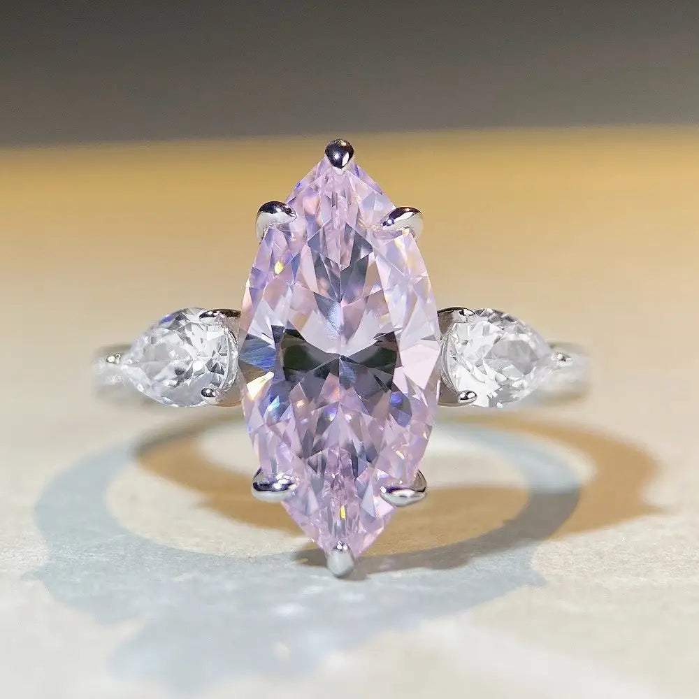 Marquise Engagement Ring 7ct 7.3*16.3 925 Silver High Carbon Diamond