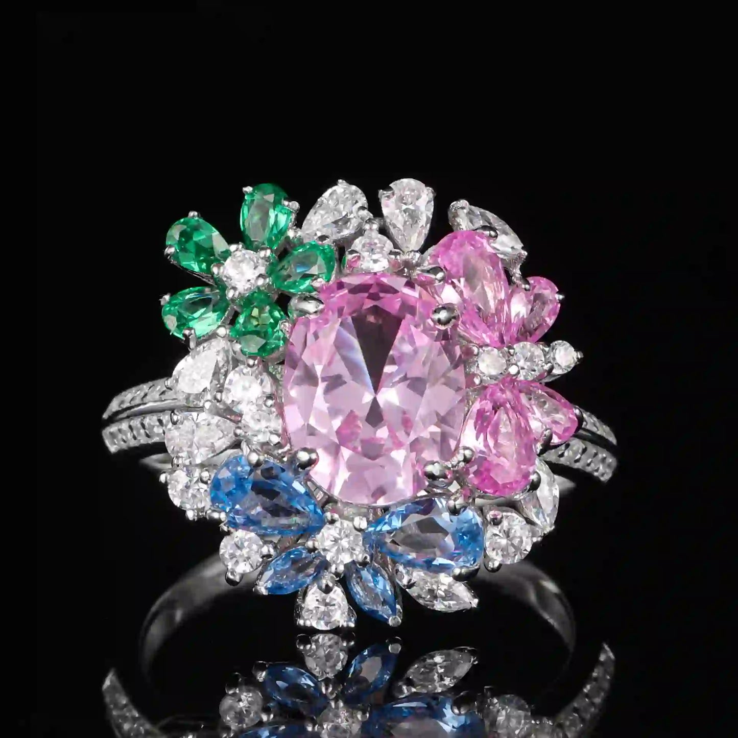 Oval Engagement Ring 7*9mm 925 Silver Cultivated Gems