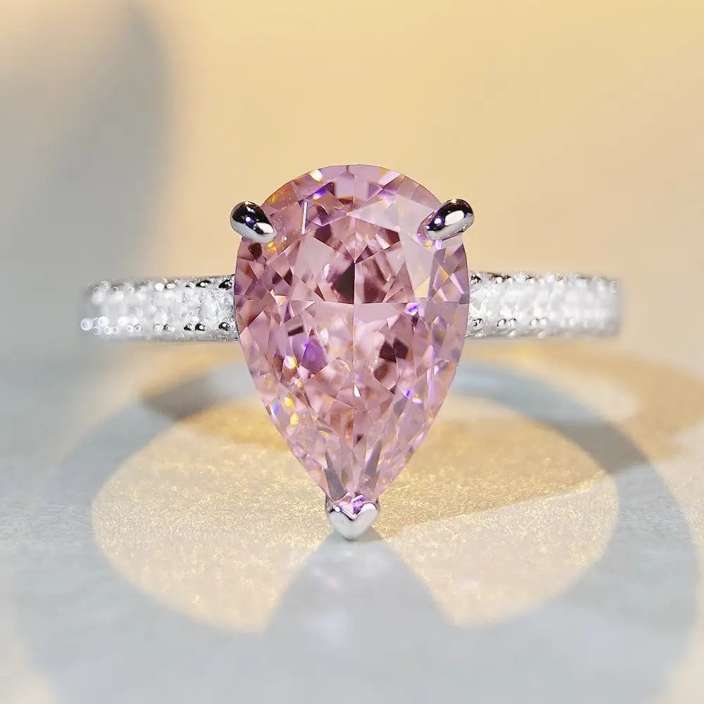 Pear Engagement Ring 7ct 8*12 925 Silver High Carbon Diamond