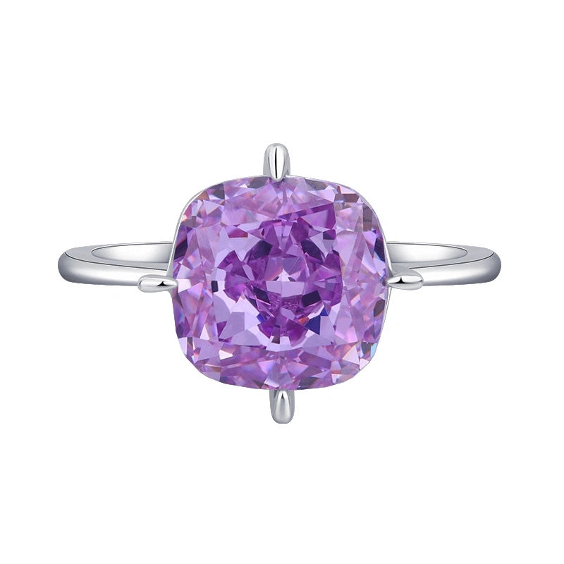 Cushion Engagement Ring 10*10 925 Silver High Carbon Diamond