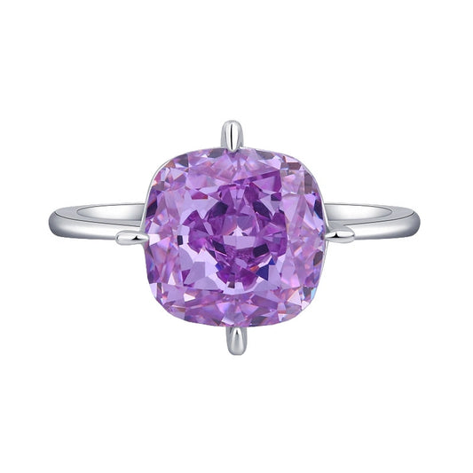 Cushion Engagement Ring 10*10 925 Silver High Carbon Diamond