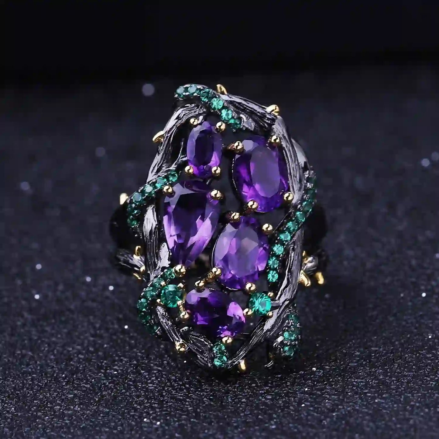 Natural Colored Gemstone Engagement Ring 925 Silver