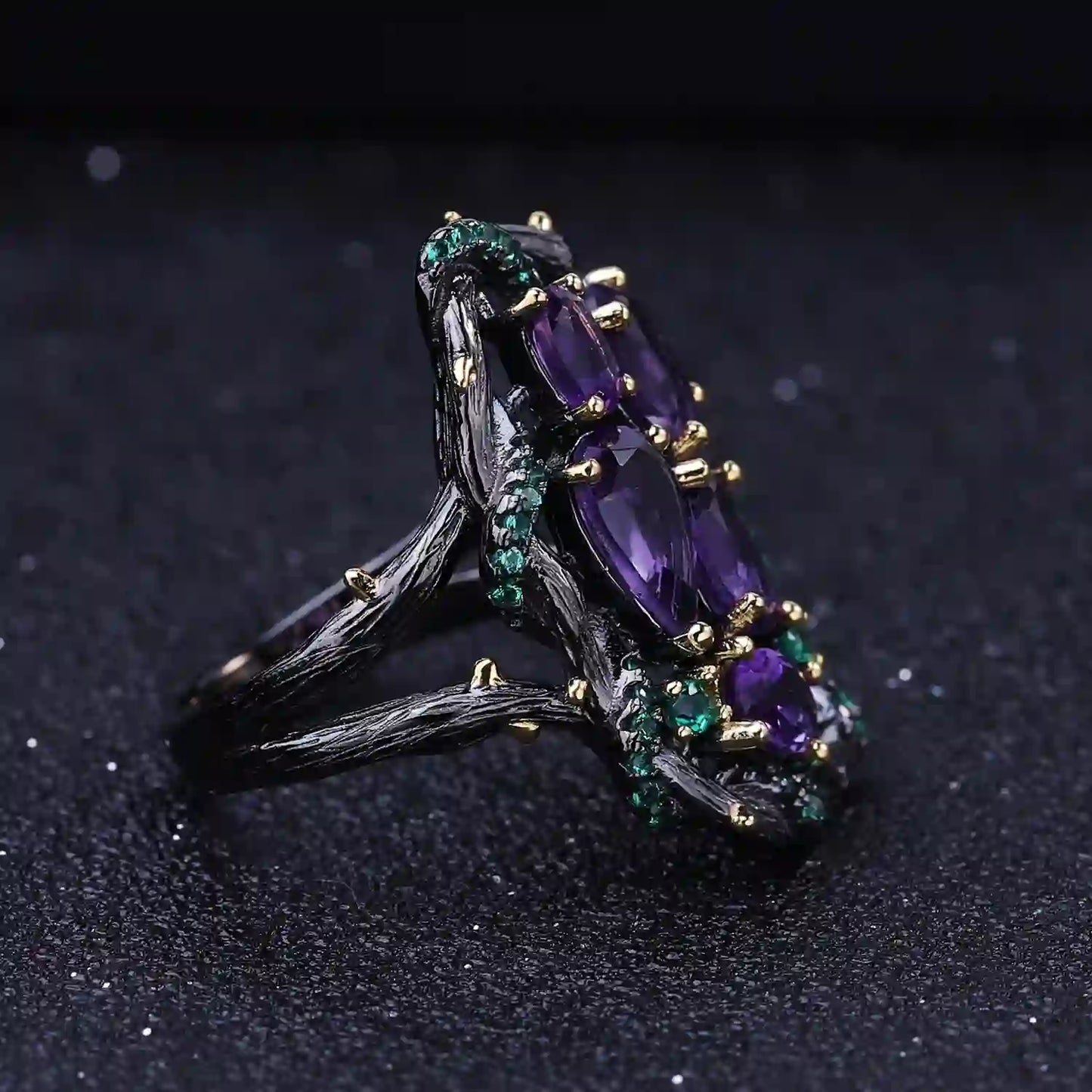 Natural Colored Gemstone Engagement Ring 925 Silver