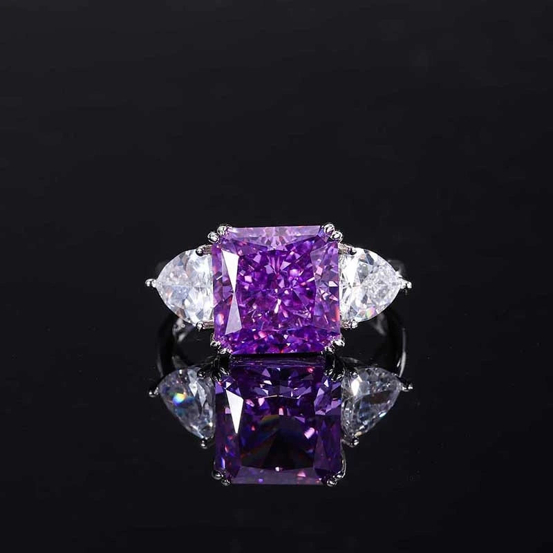 Princess Engagement Ring 5ct 10*10 925 Silver High Carbon Diamond