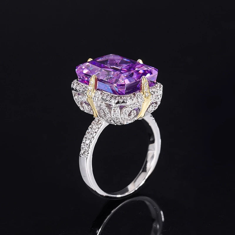 Radiant Engagement Ring 12*16 925 Silver High Carbon Diamond