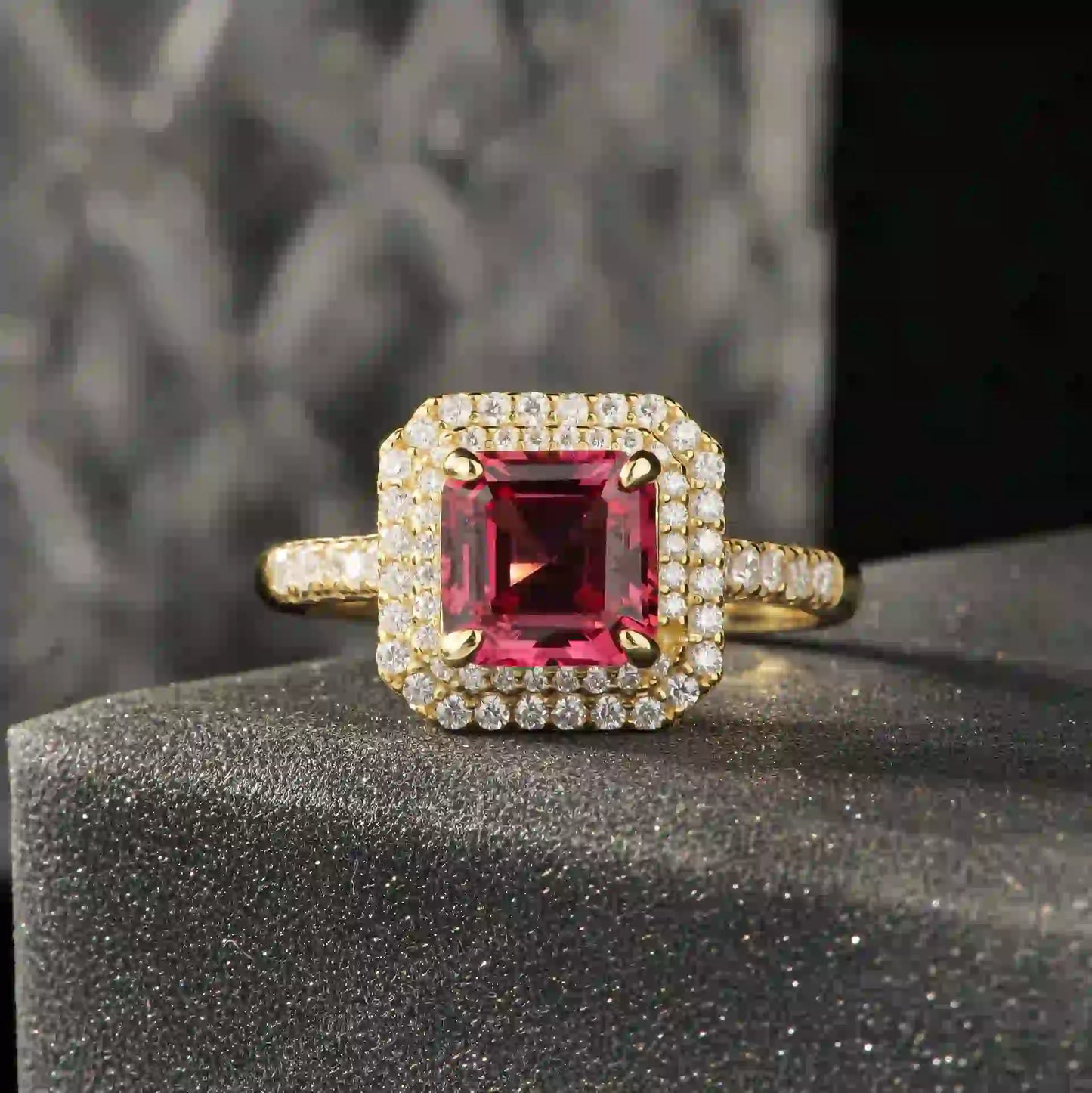 Asscher Engagement Ring 8*8 925 Silver Cultivated Gems