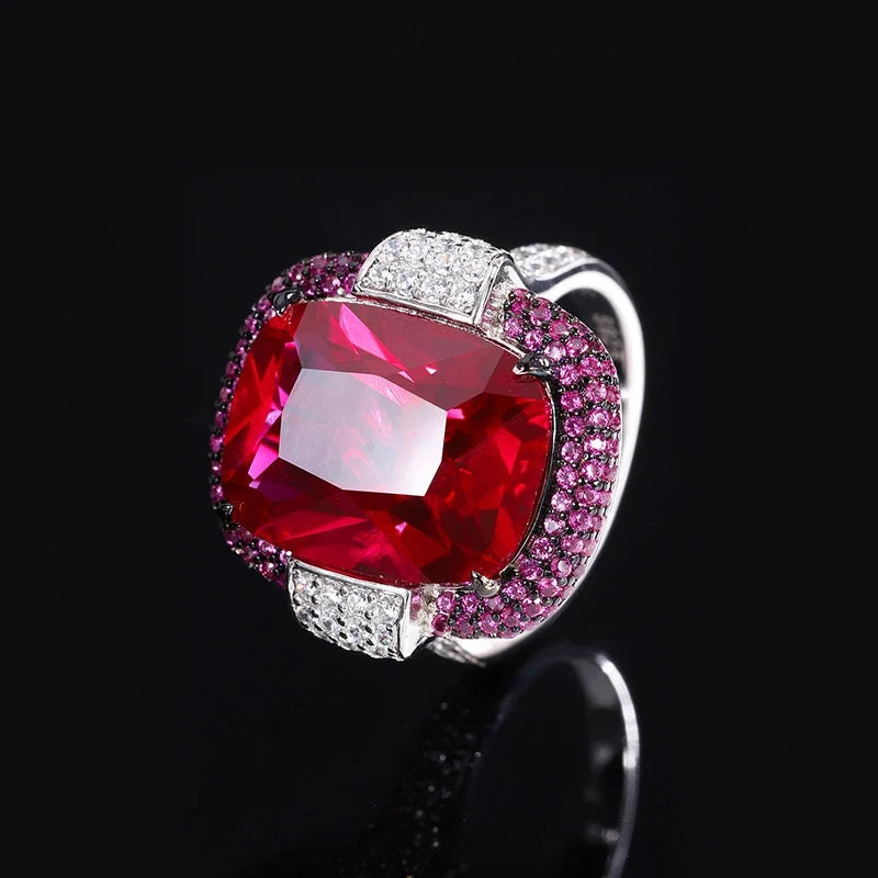 Cushion Engagement Ring 12*16 925 Silver High Carbon Diamond