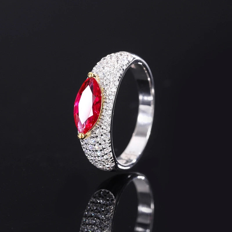 Marquise Engagement Ring 5*10 925 Silver High Carbon Diamond