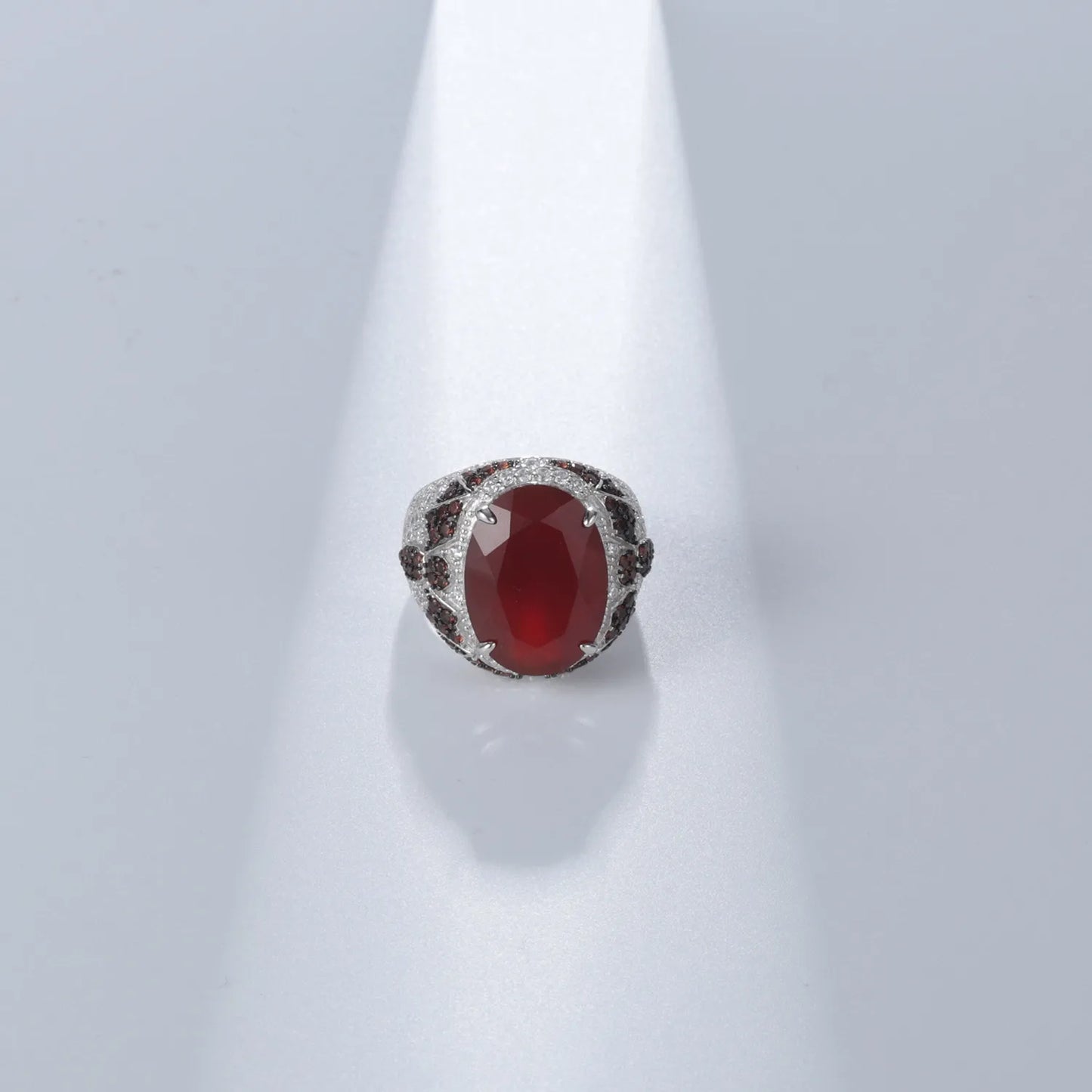 Oval Natural Red Agate Engagement Ring 13*18 925 Silver