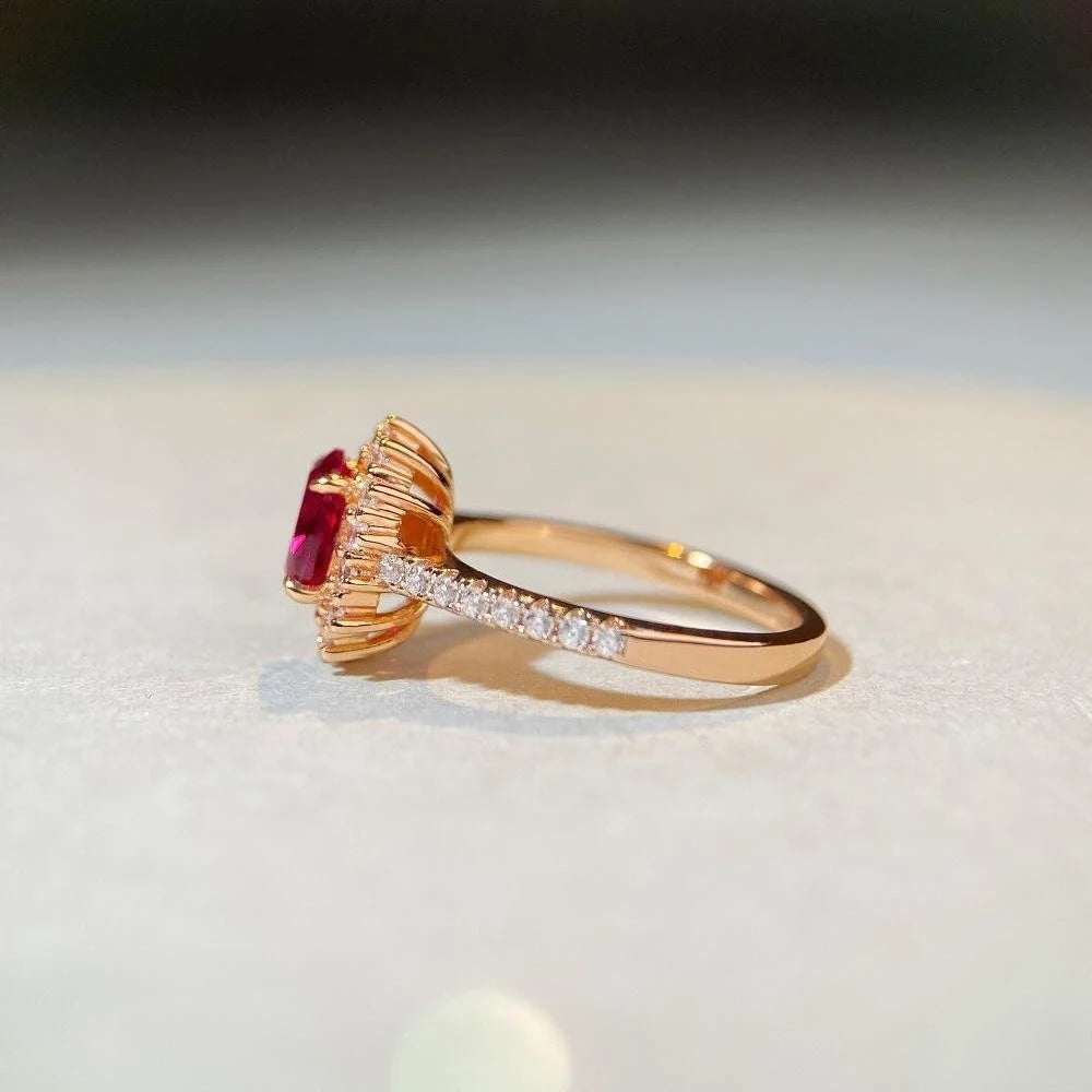 Oval Engagement Ring 925 Silver Cultivated Gems