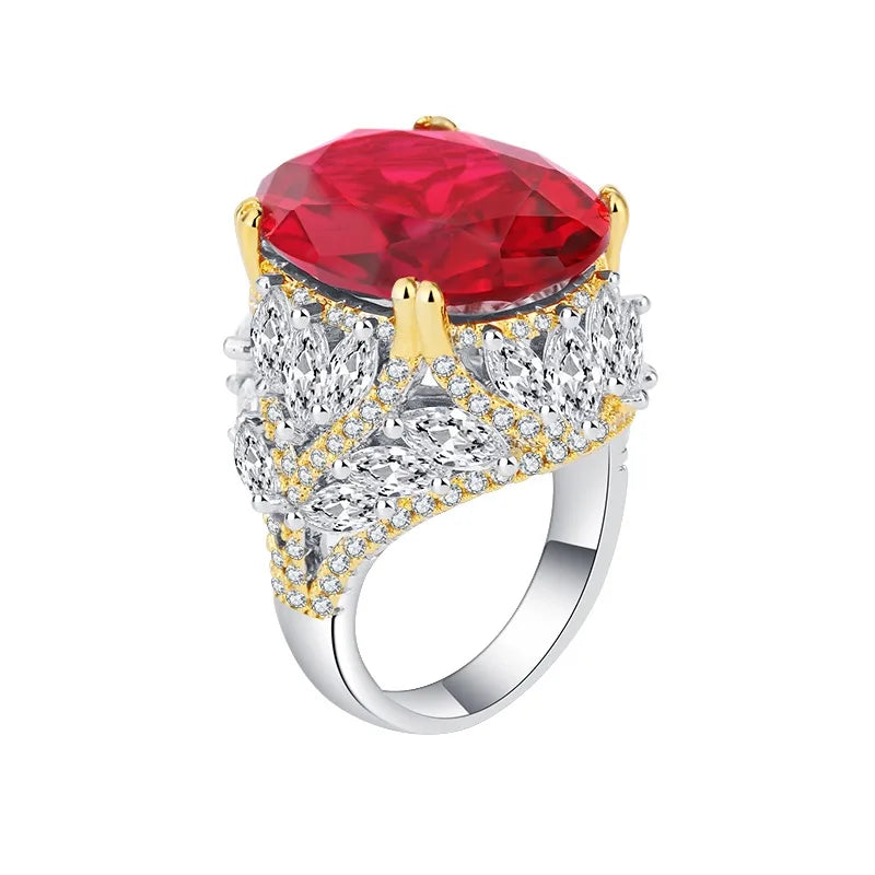 Oval Engagement Ring 15*20 925 Silver High Carbon Diamond
