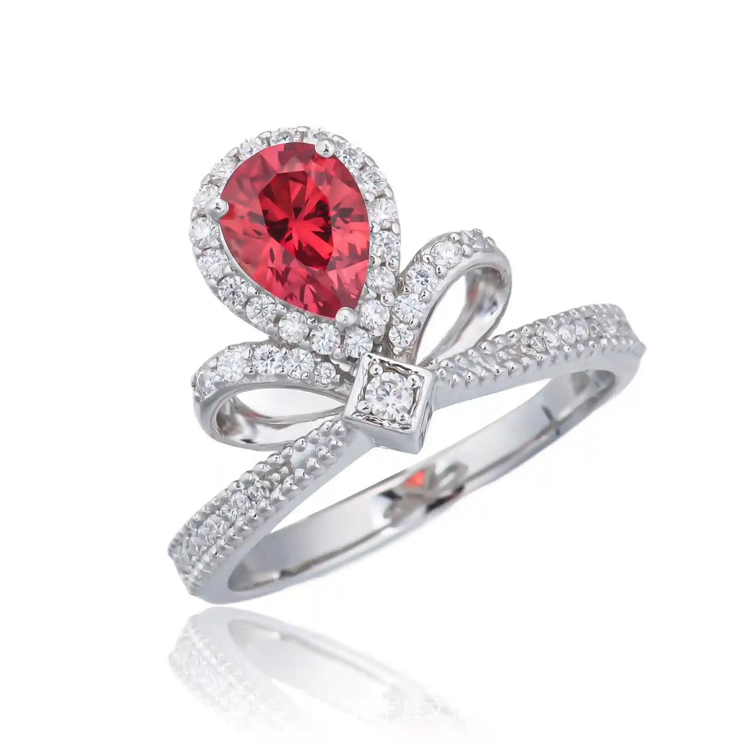 Pear Engagement Ring Crown 925 Silver High Carbon Diamond