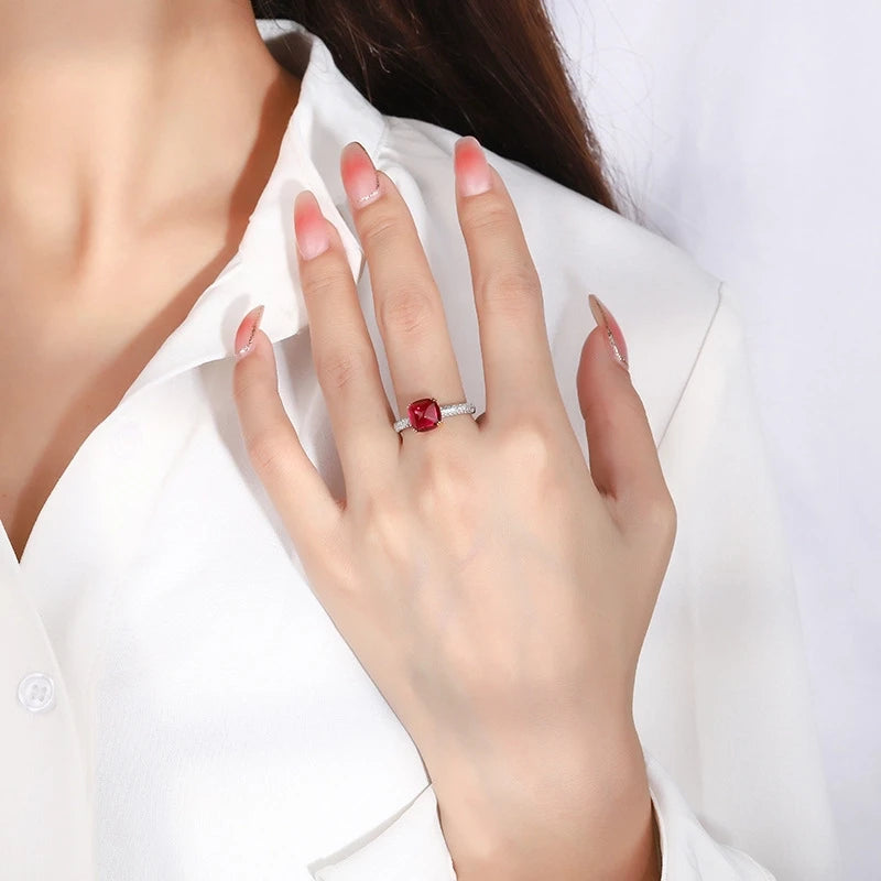 Sugar Tower Engagement Ring 8*8 925 Silver High Carbon Diamond