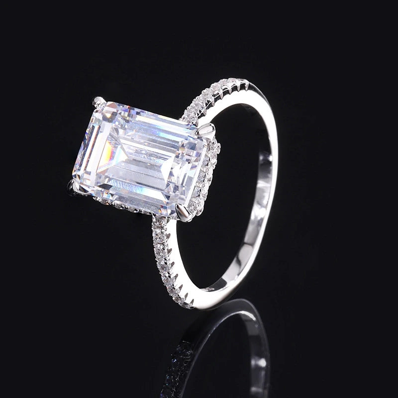 Asscher Engagement Ring 8*11 925 Silver High Carbon Diamond