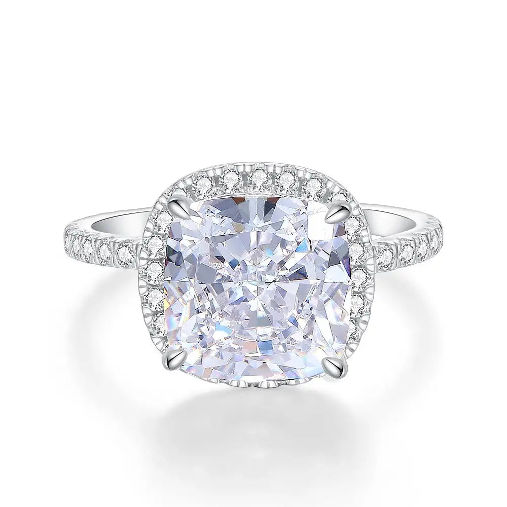Cushion Engagement Ring 5ct 10*10 925 Silver High Carbon Diamond