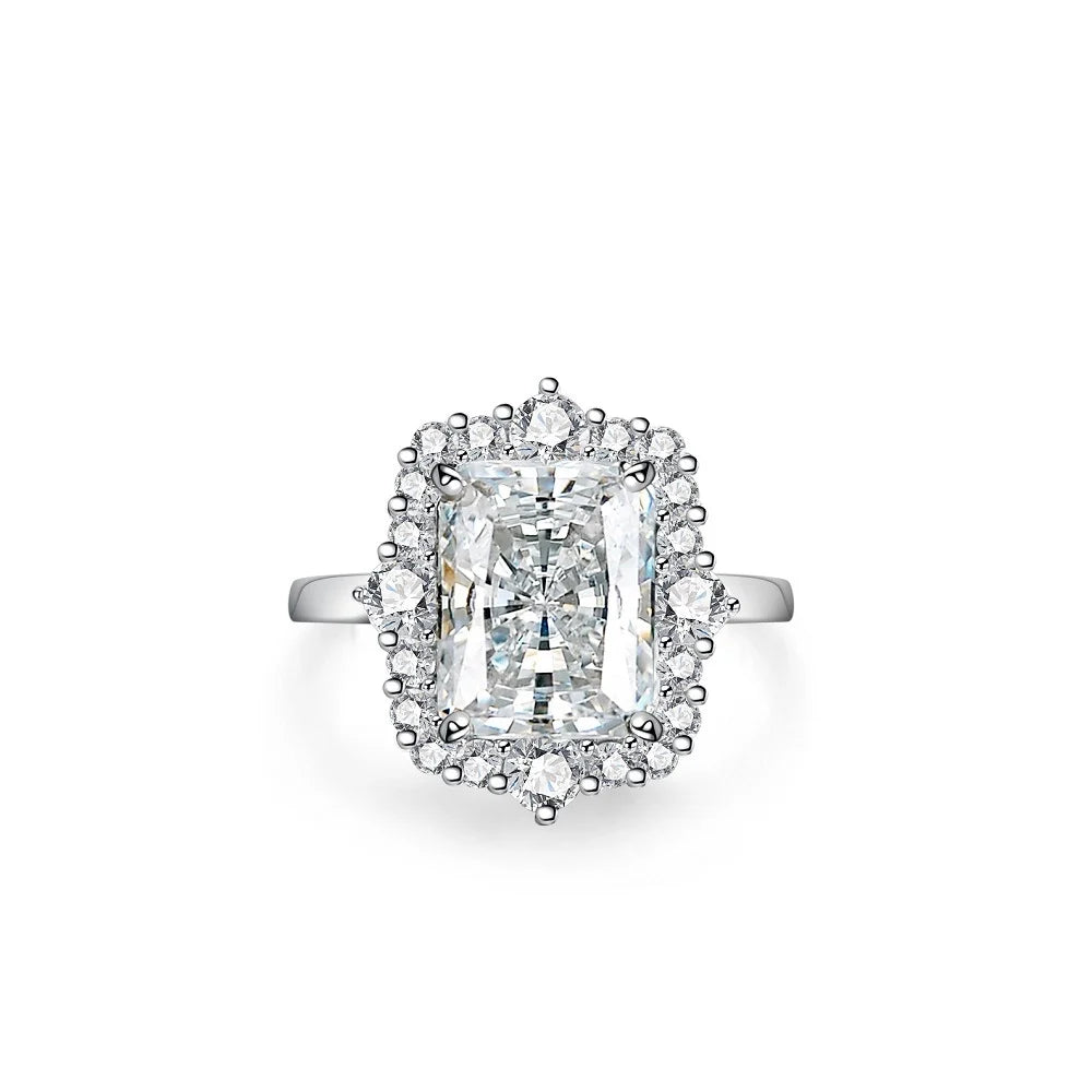 Emerald\Radiant Engagement Ring 4ct 8*10 925 Silver High Carbon Diamond