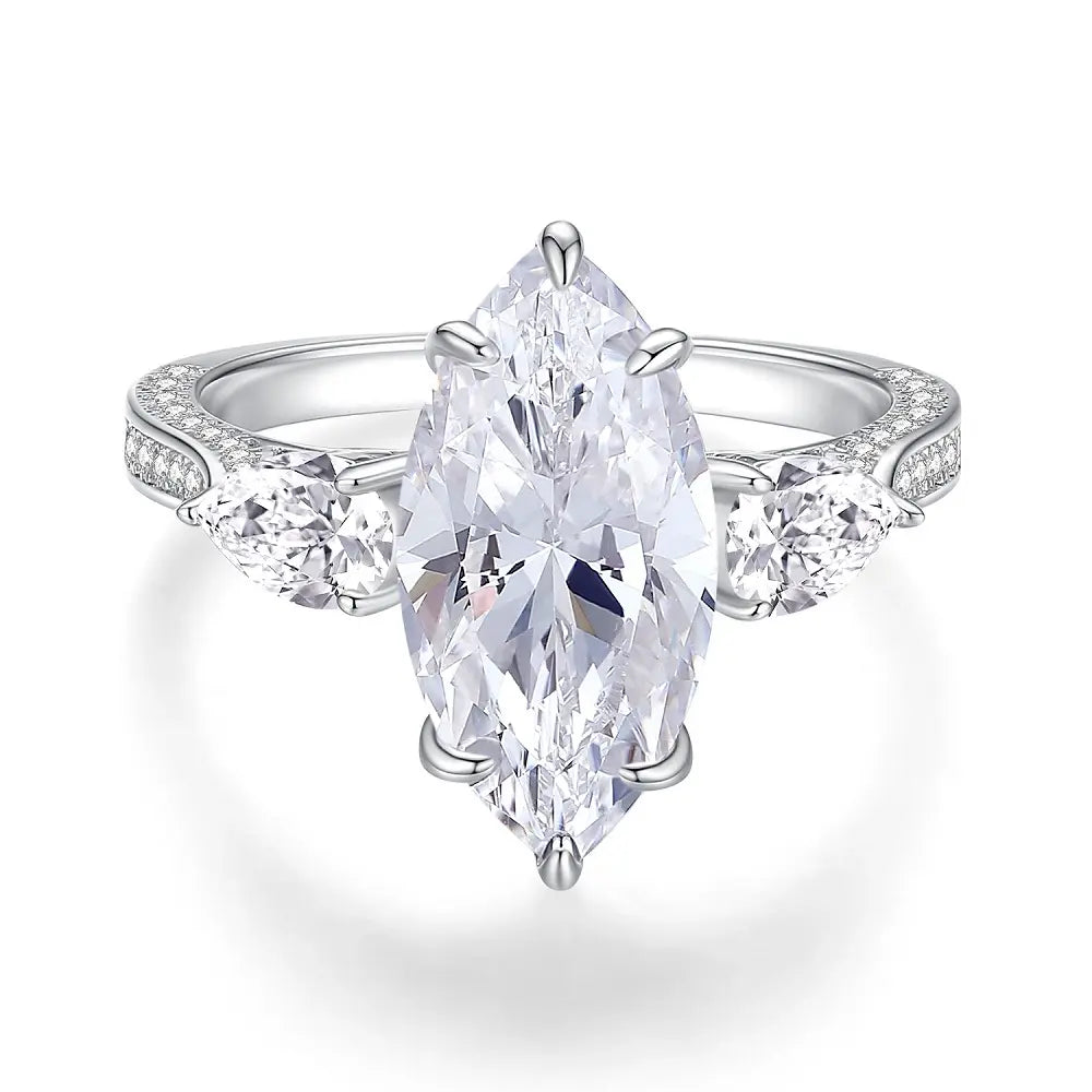 Marquise Engagement Ring 7ct 7.3*16.3 925 Silver High Carbon Diamond