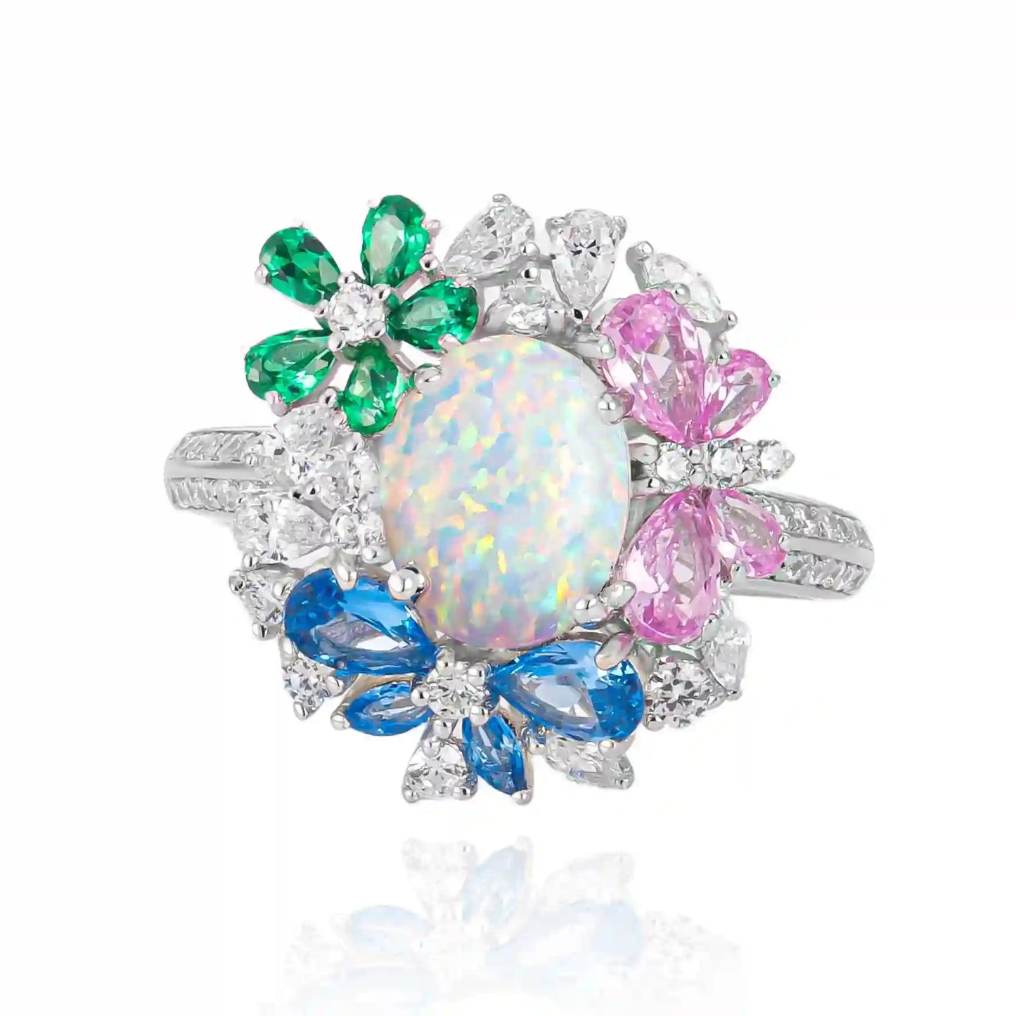 Oval Engagement Ring 7*9mm 925 Silver Cultivated Gems