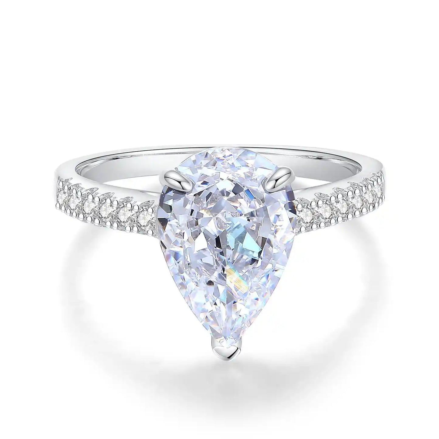 Pear Engagement Ring 7ct 8*12 925 Silver High Carbon Diamond