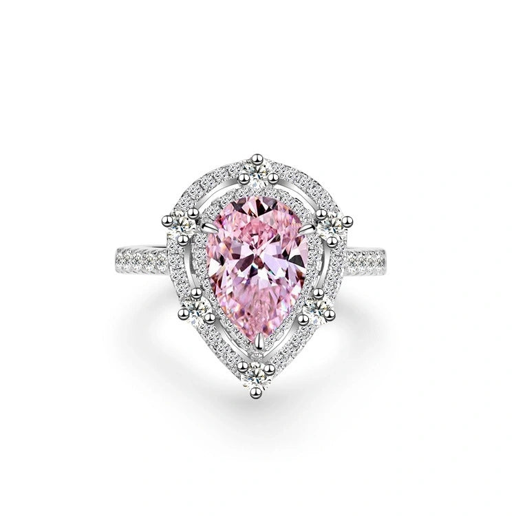 Pear Engagement Ring 3ct 925 Silver High Carbon Diamond