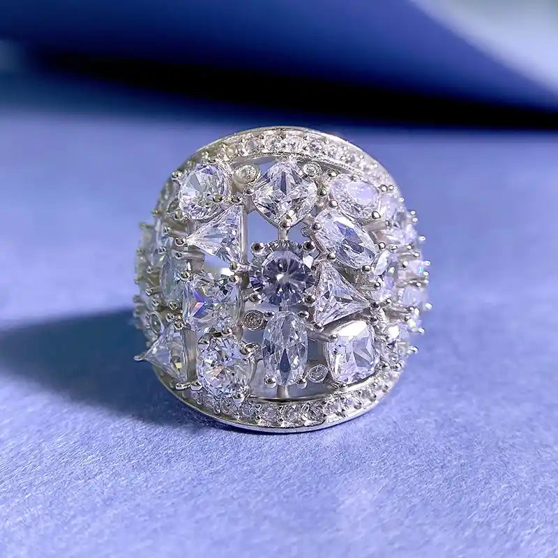 Engagement Ring 925 Silver High Carbon Diamond