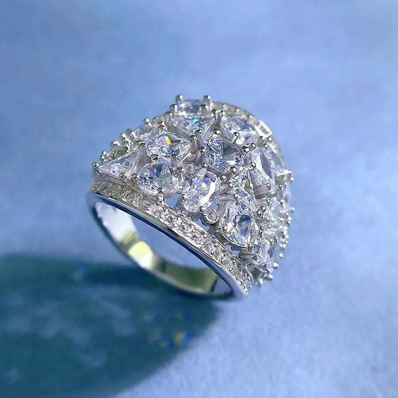 Engagement Ring 925 Silver High Carbon Diamond