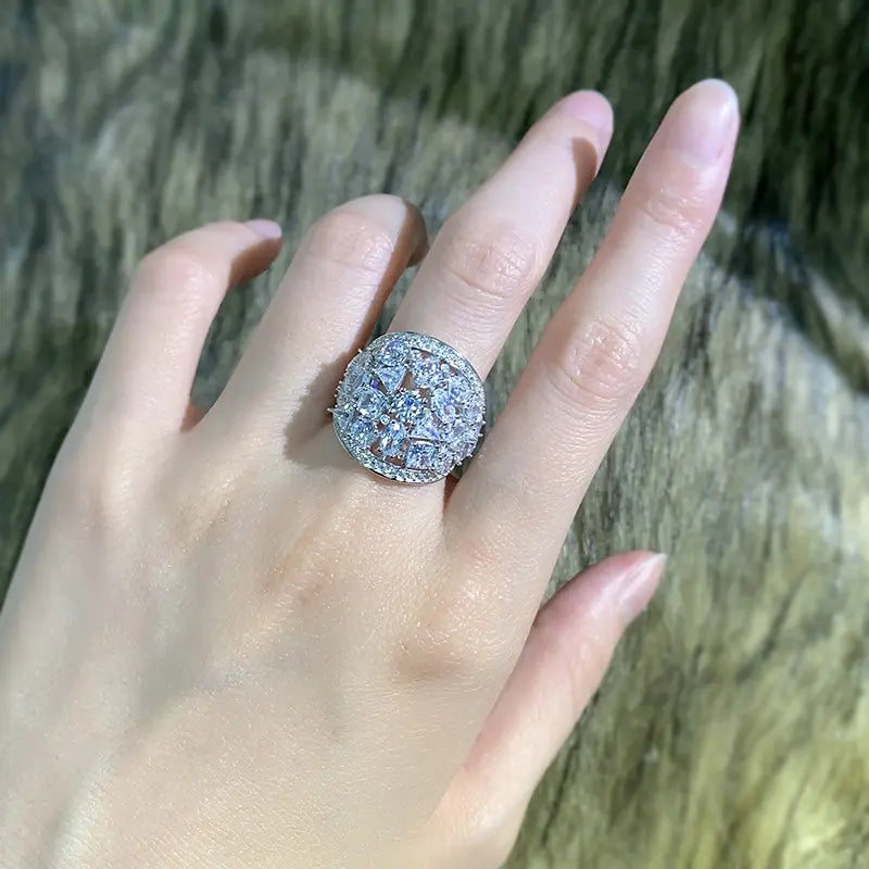 Engagement Ring 925 Silver High Carbon Diamond