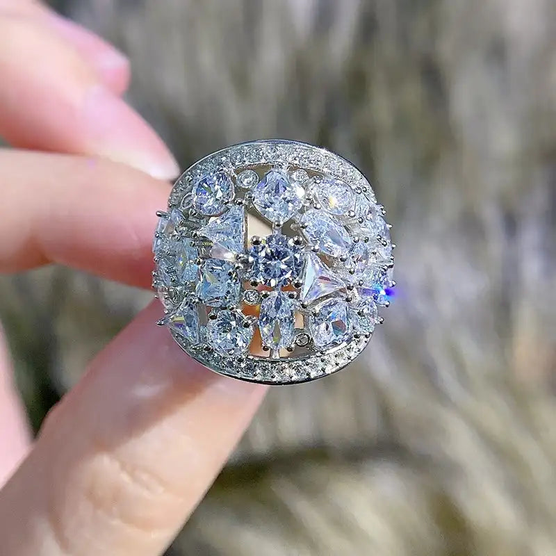 Engagement Ring 925 Silver High Carbon Diamond