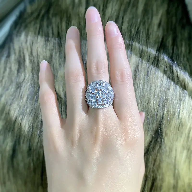Engagement Ring 925 Silver High Carbon Diamond